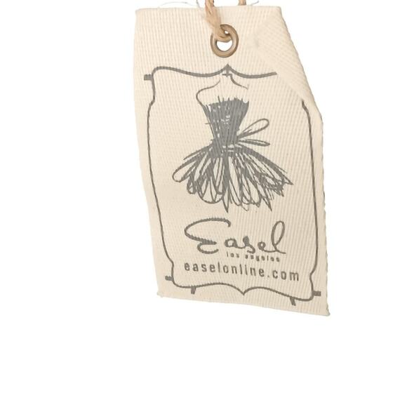 New Easel Black Metallic Animal Print Smocked Waist Blouse Sz L Long Sleeve - Picture 10 of 11